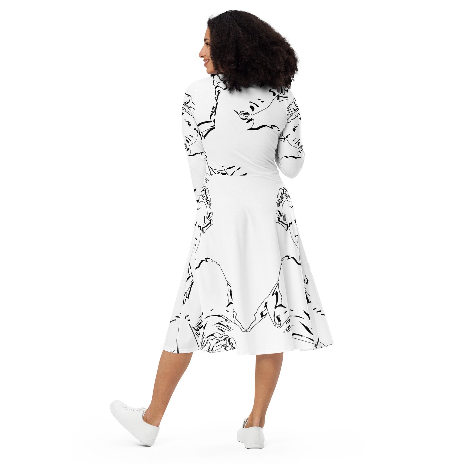 all over print long sleeve midi dress white back 690e80a6b34b6