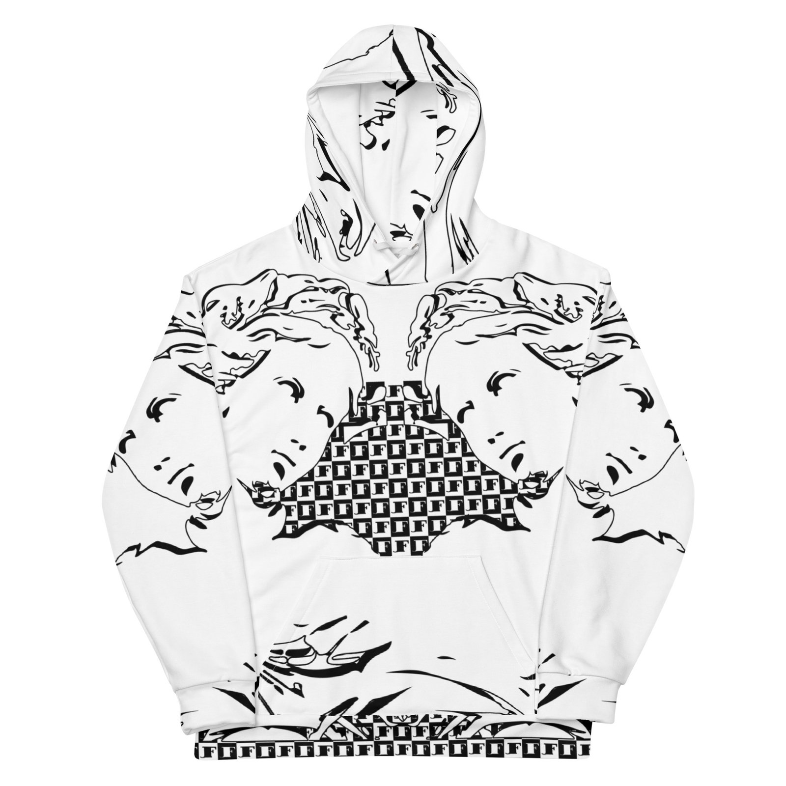 all over print recycled unisex hoodie white front 690e497ccc2b9