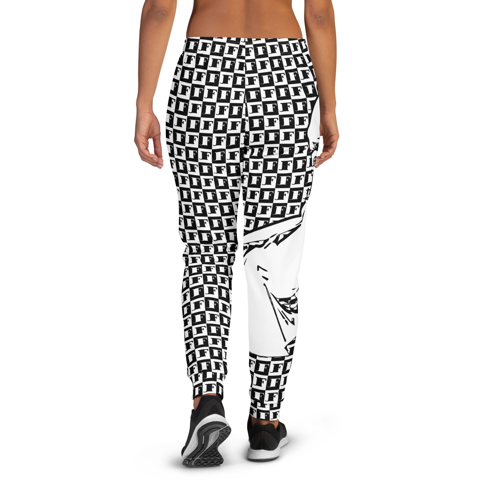 all over print recycled womens joggers white back 690e42a64b99c