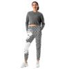all over print recycled womens joggers white front 690e42a64b6ae