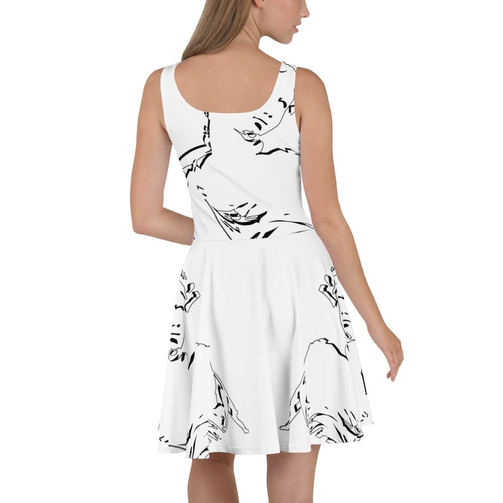 all over print skater dress white back 691231a3dbe49