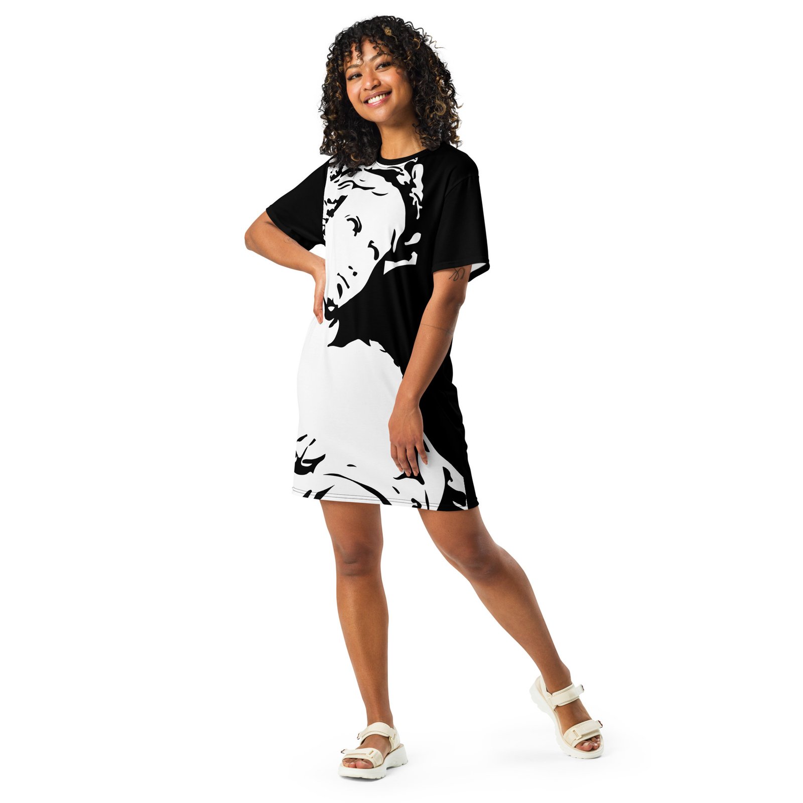 all over print t shirt dress white front 690bfc0f971a0