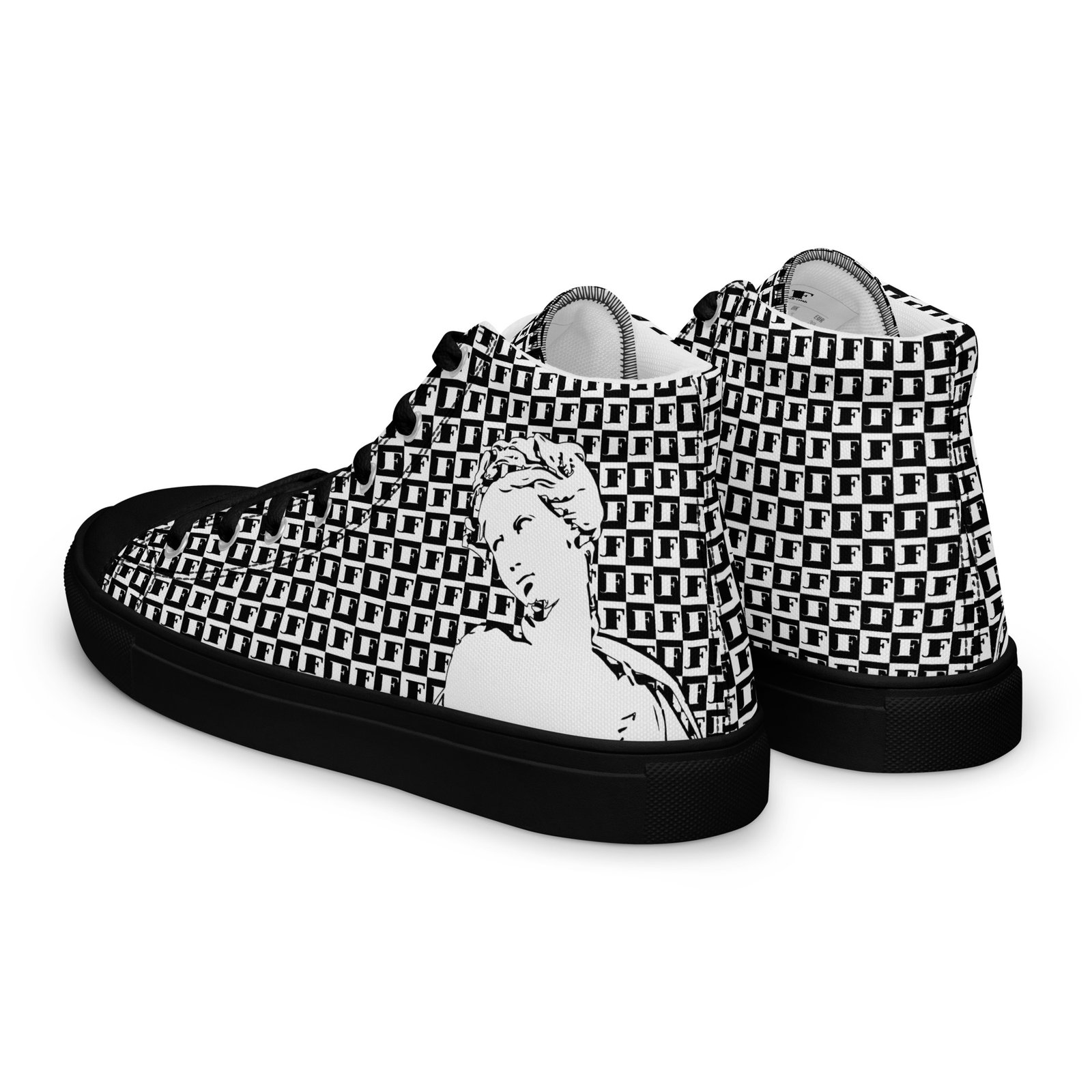 mens high top canvas shoes black left back 6914ccdb82197