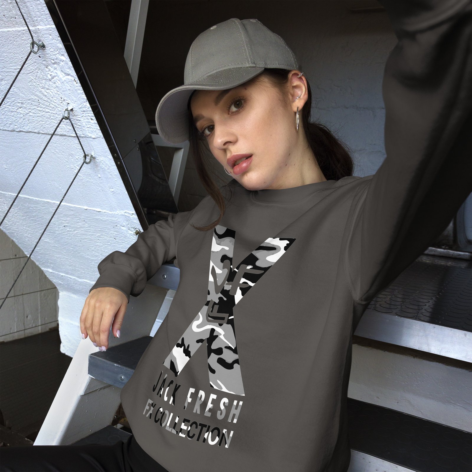 unisex crew neck sweatshirt charcoal front 6929db57162a8