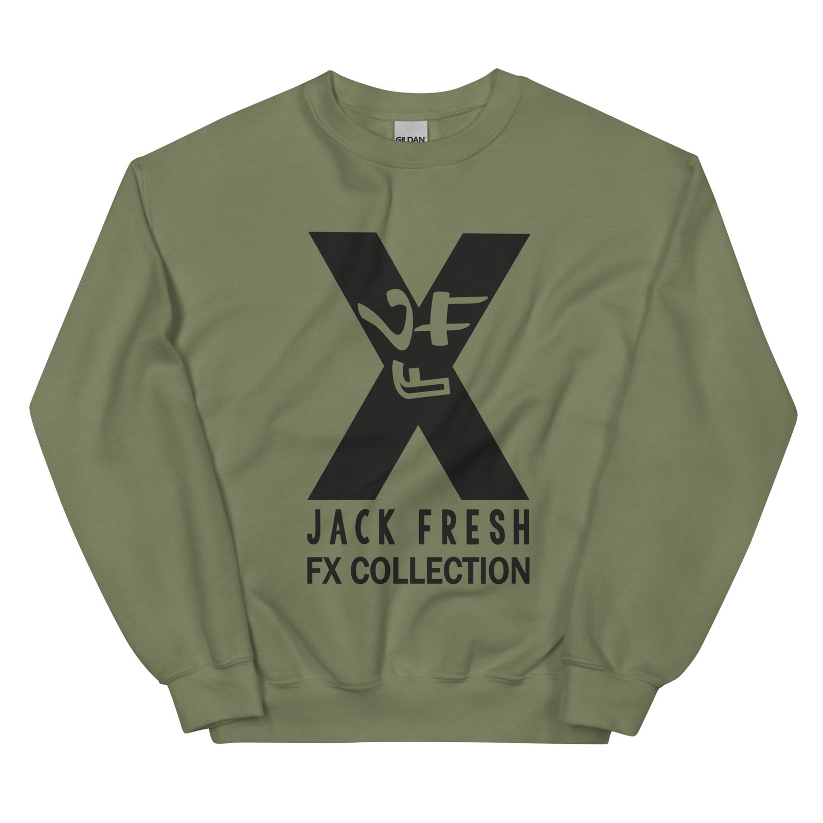 unisex crew neck sweatshirt military green front 6928935100c05