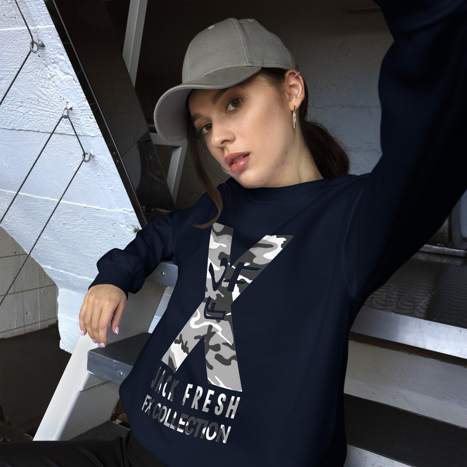 unisex crew neck sweatshirt navy front 6929db5705baa