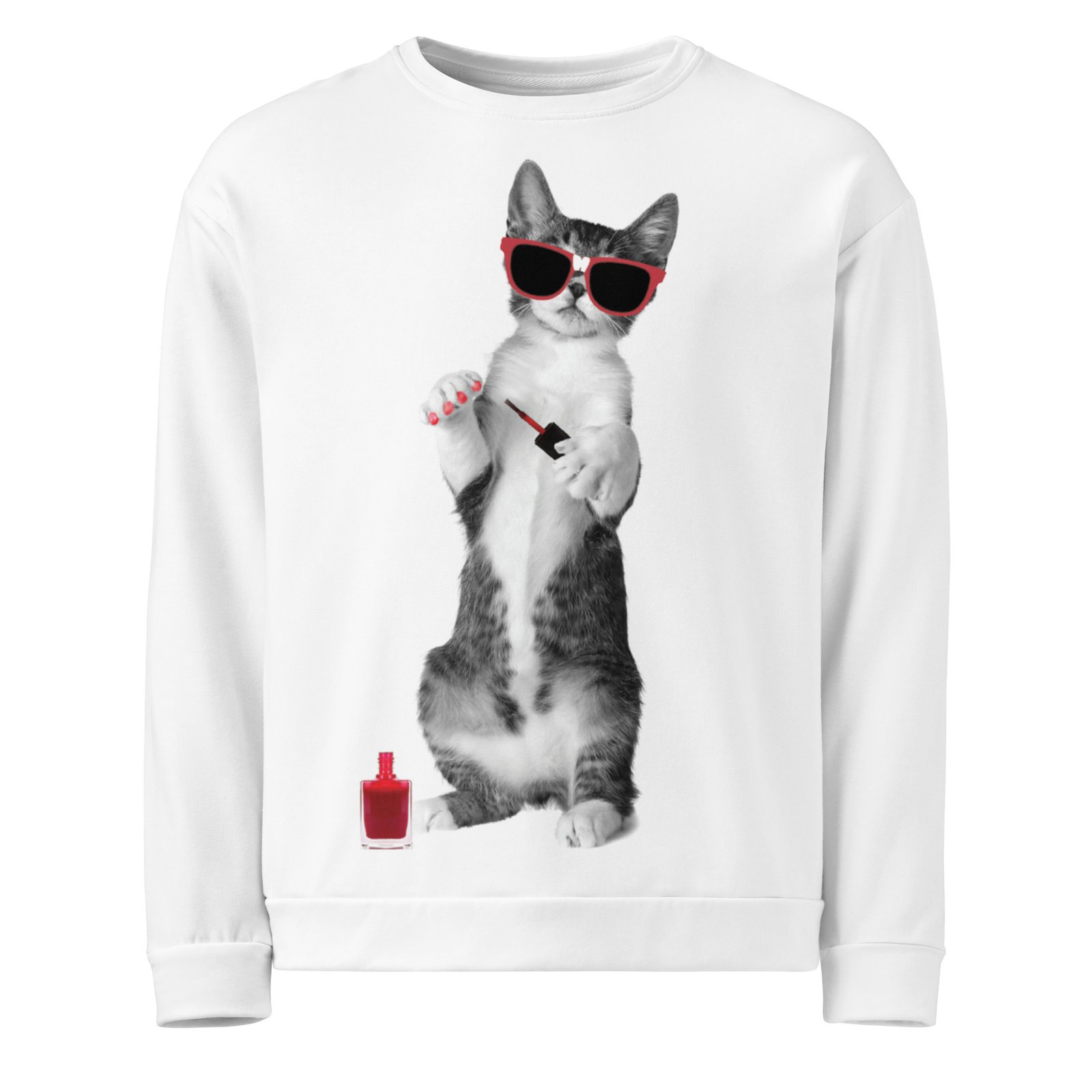 all over print recycled unisex sweatshirt white front 6934a30d3b596