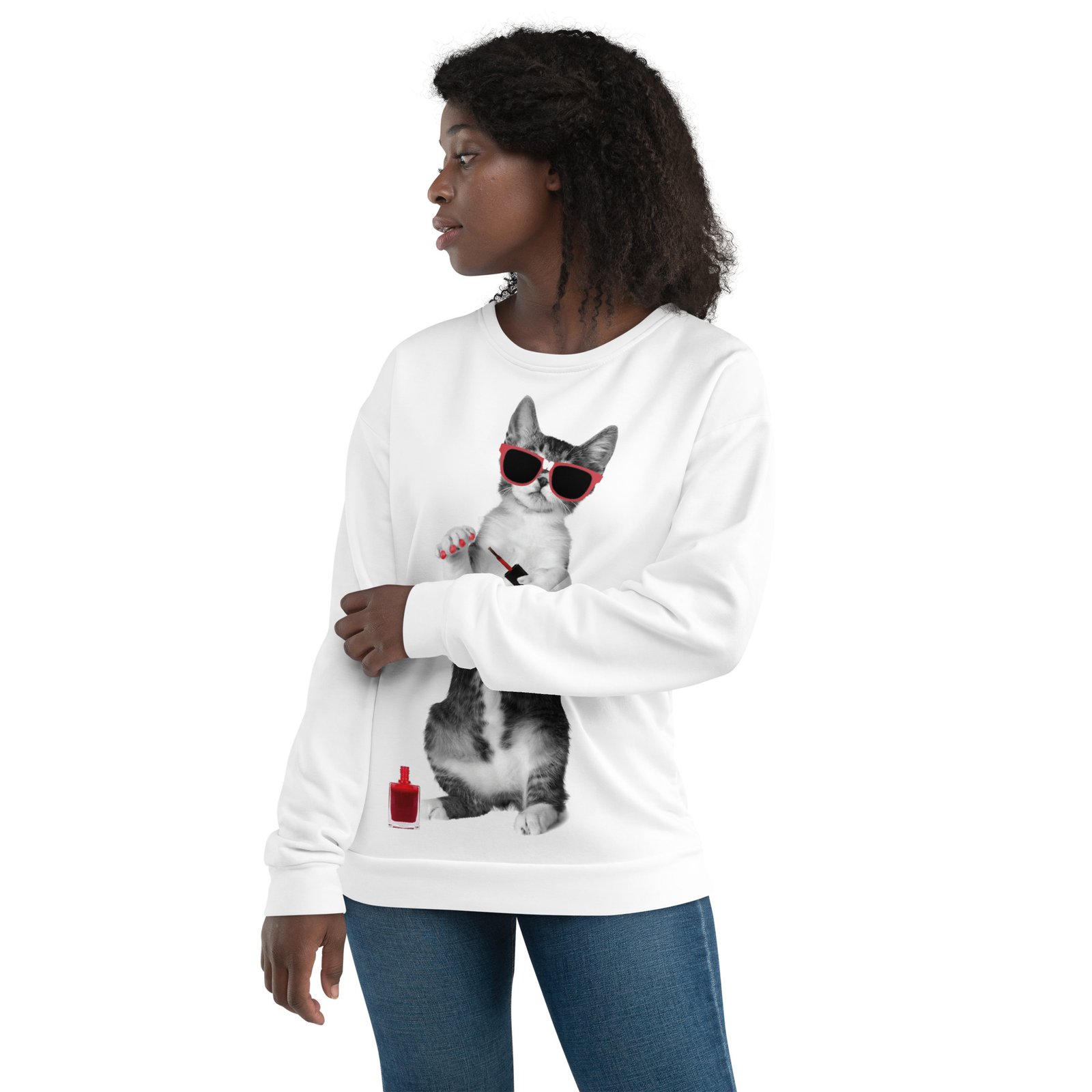 all over print recycled unisex sweatshirt white front 6934a30d3c7a3