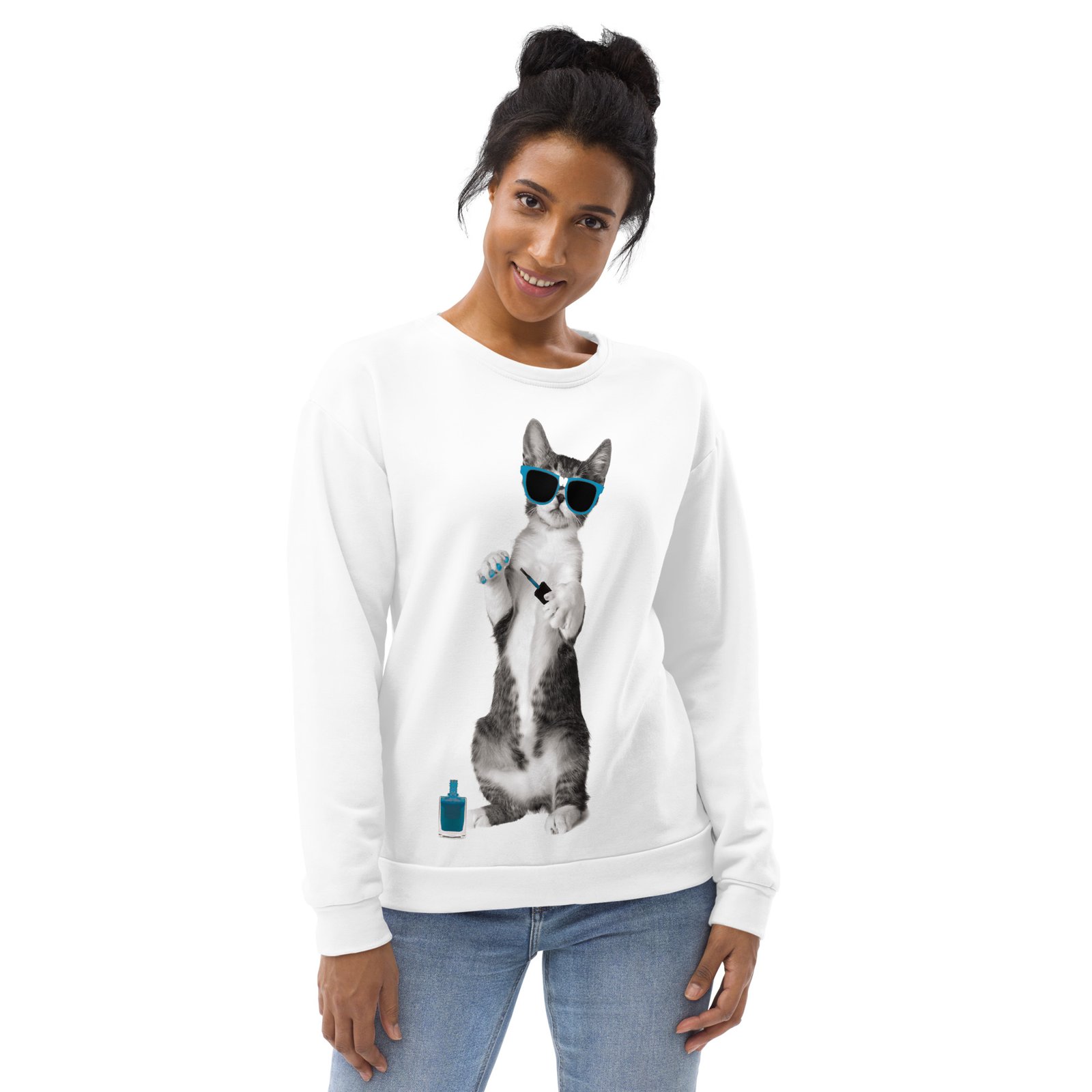 all over print recycled unisex sweatshirt white front 6934c2eb46b58