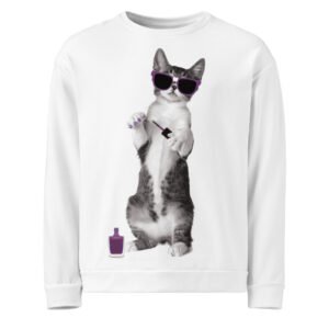 Funky-Cat Purple Nails: Sweatshirt