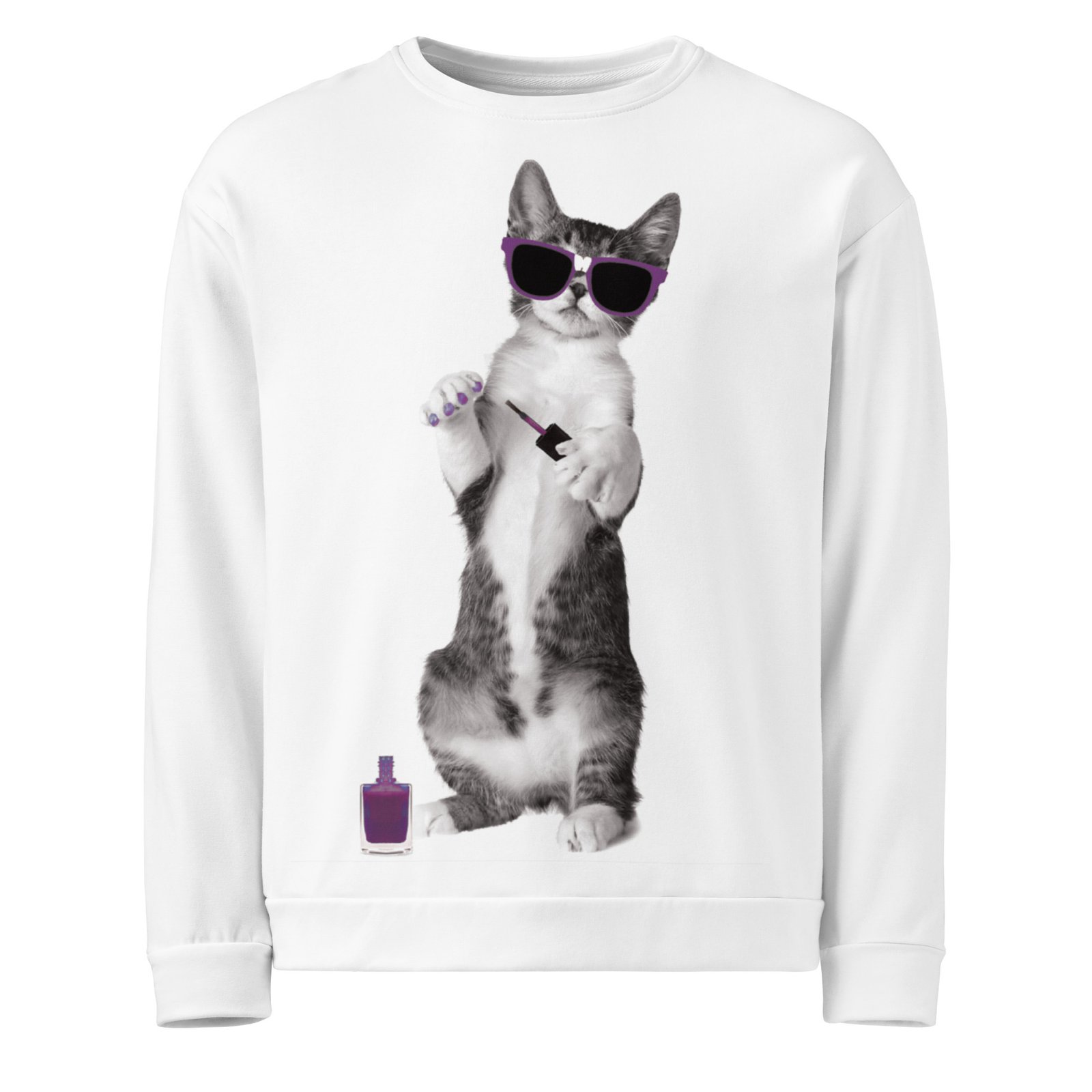 all over print recycled unisex sweatshirt white front 6934d971bceef