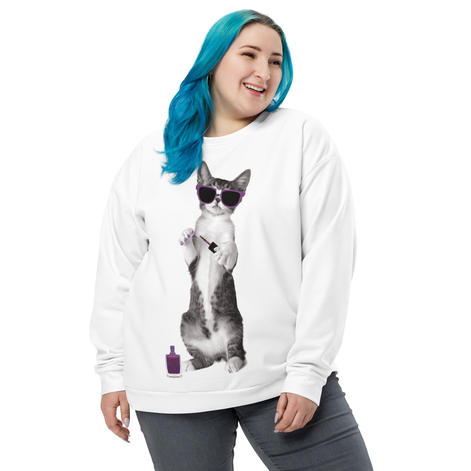 all over print recycled unisex sweatshirt white front 6934d971be6be