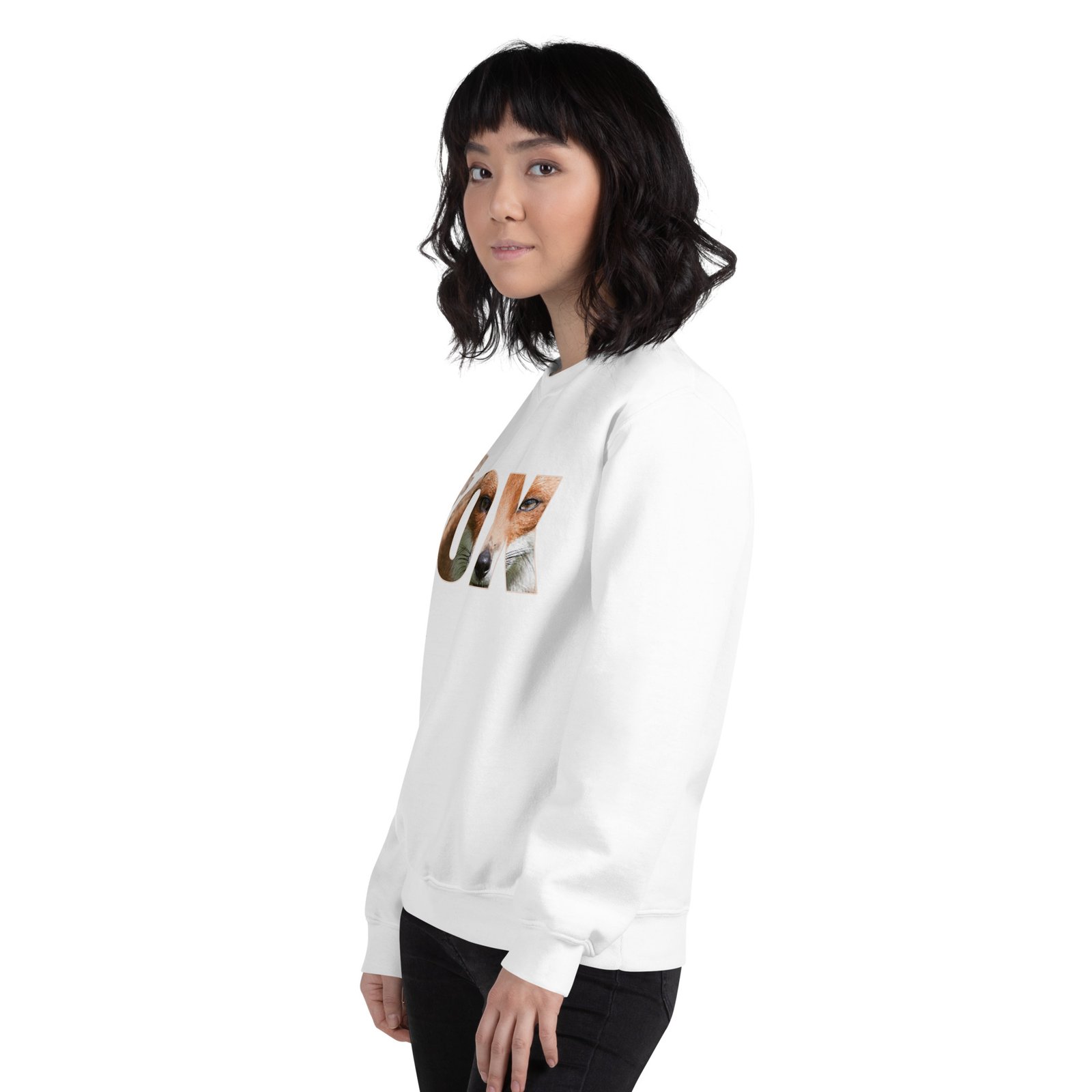 unisex crew neck sweatshirt white left front 6934e54f71622