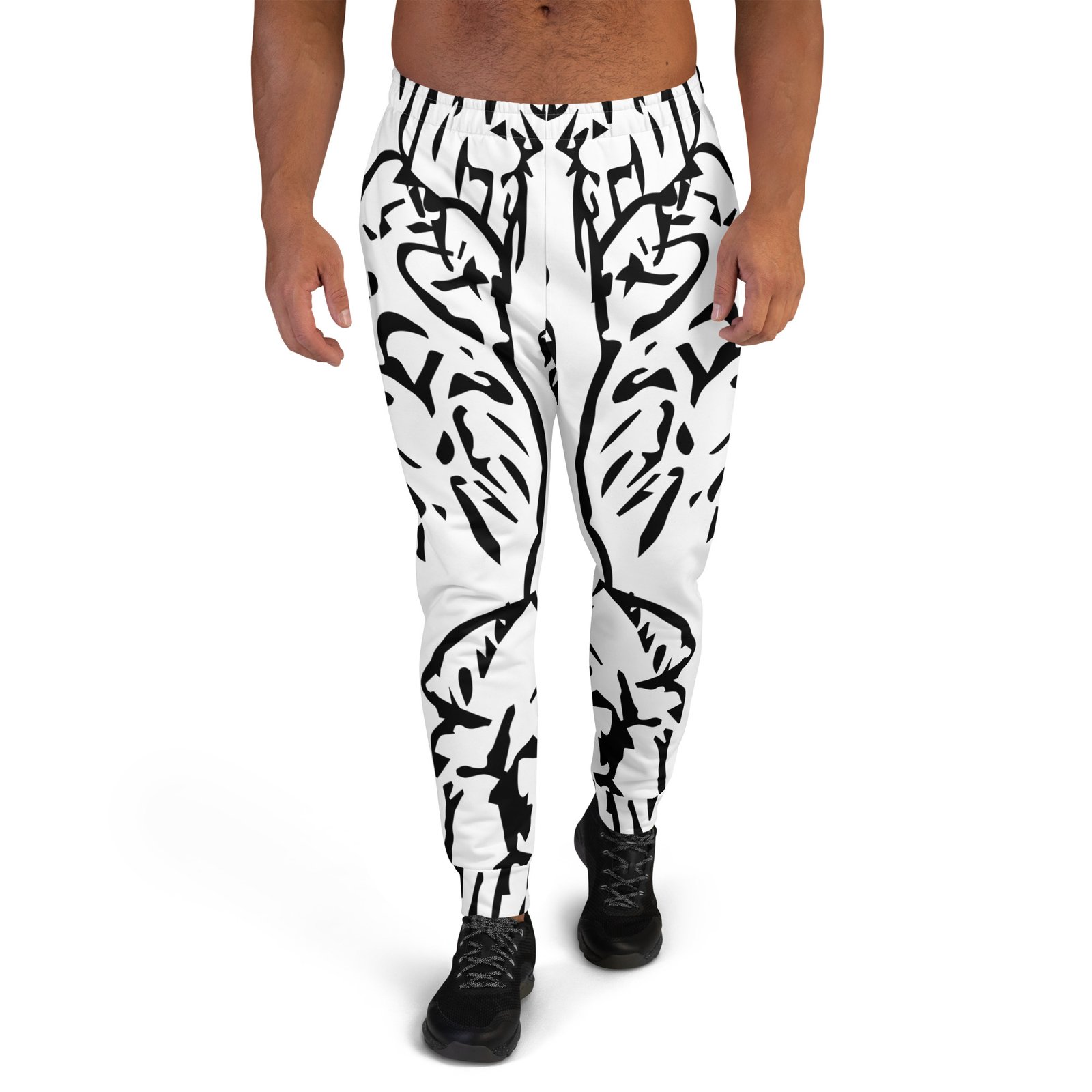 all over print recycled mens joggers white front 695aaf449b138