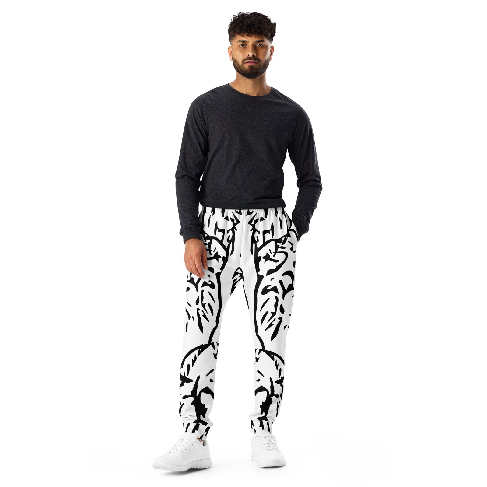 all over print recycled mens joggers white front 695aaf449c58e
