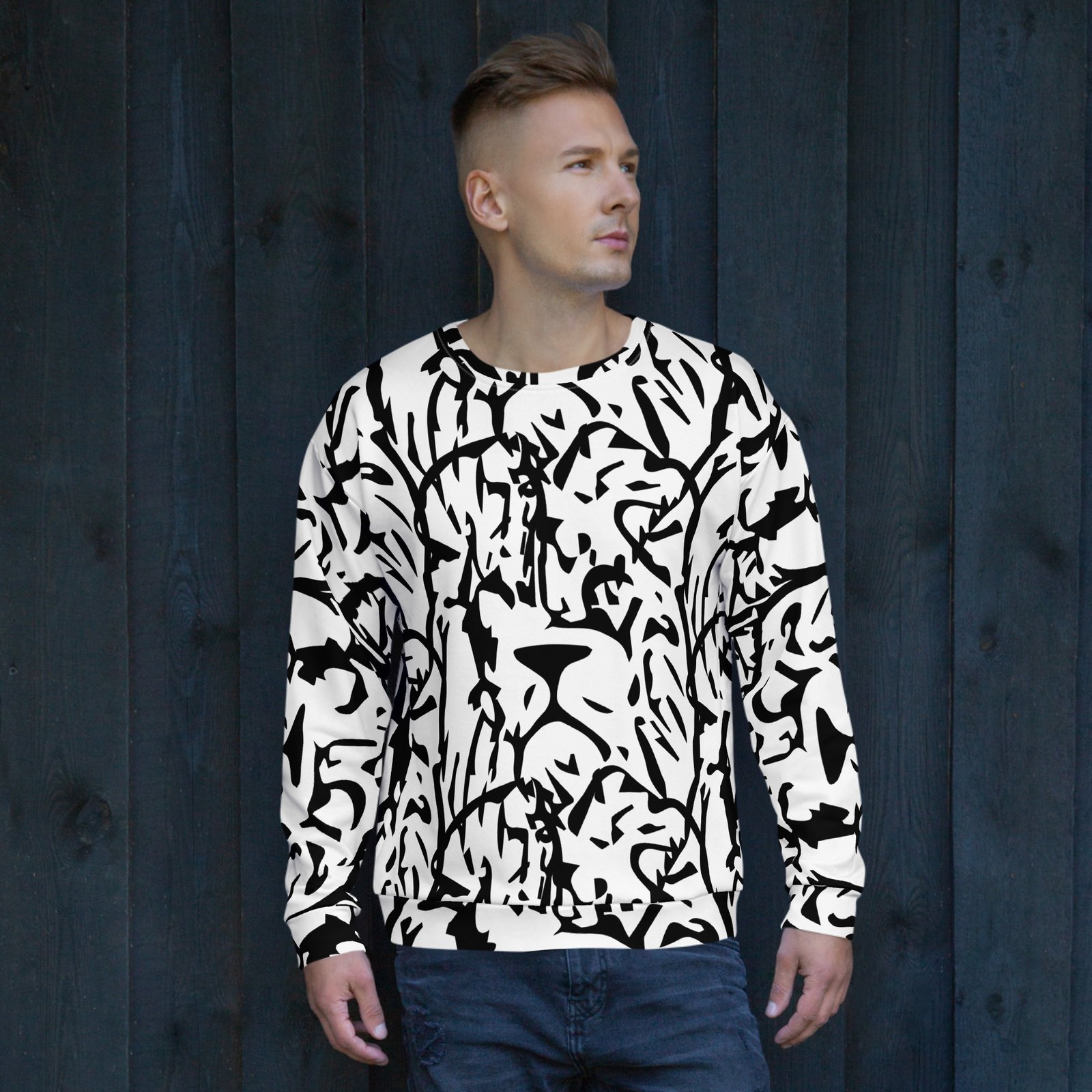 all over print recycled unisex sweatshirt white front 695aadab56c12