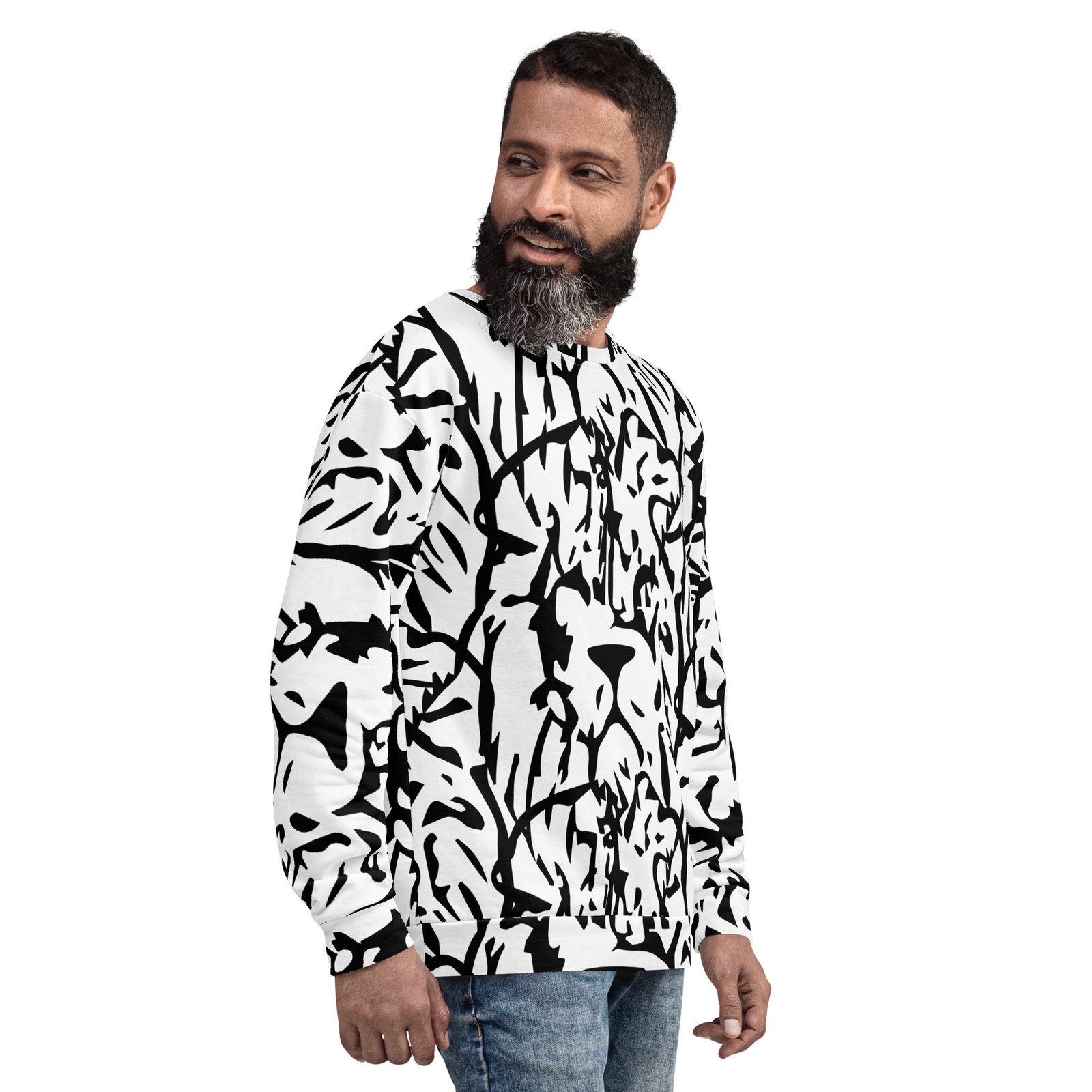 all over print recycled unisex sweatshirt white right front 695aadab55cde