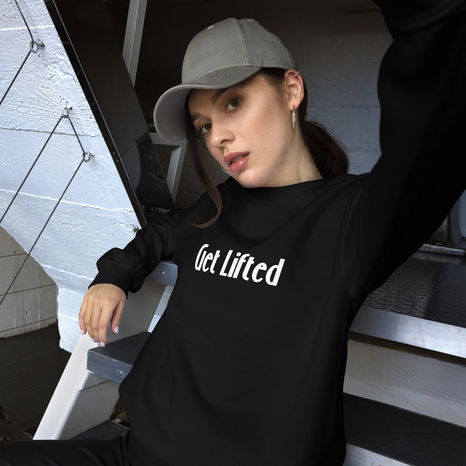 unisex crew neck sweatshirt black front 695aece588234