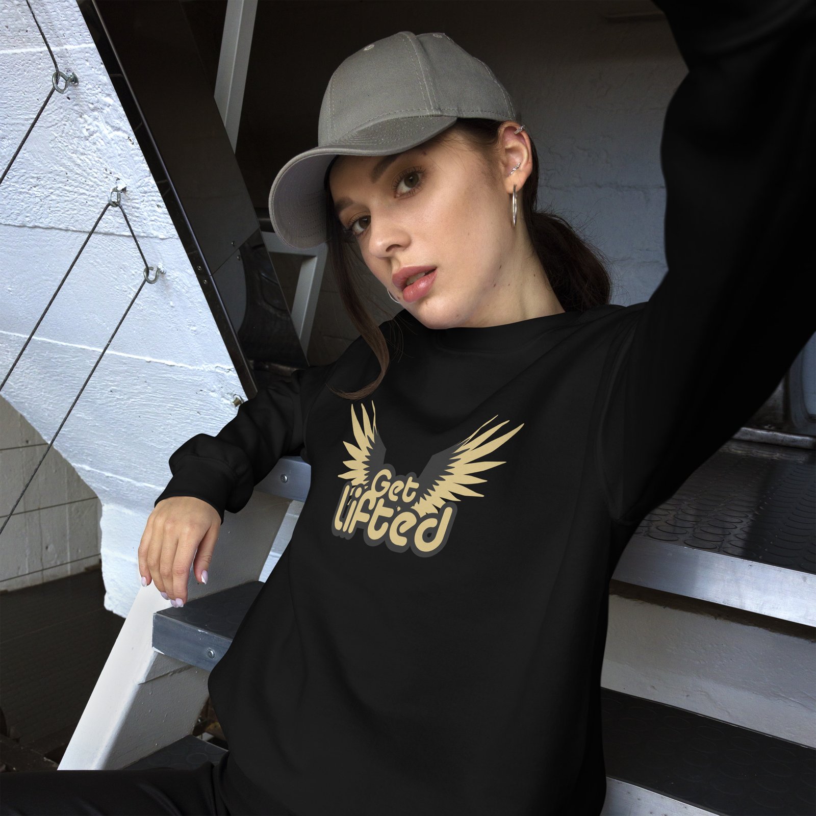 unisex crew neck sweatshirt black front 695c26b340726