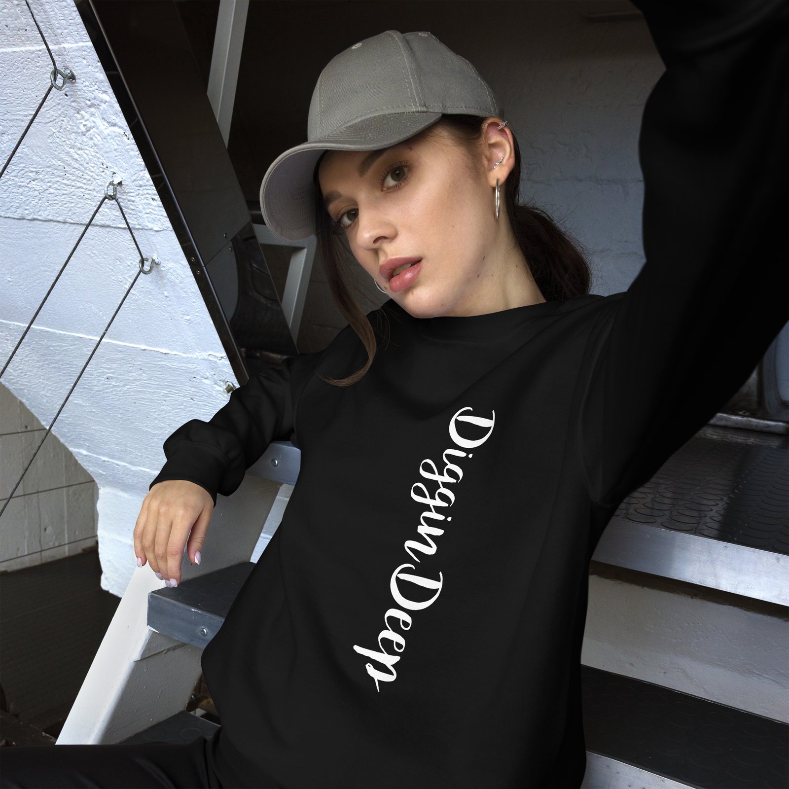 unisex crew neck sweatshirt black front 695c77c33df37