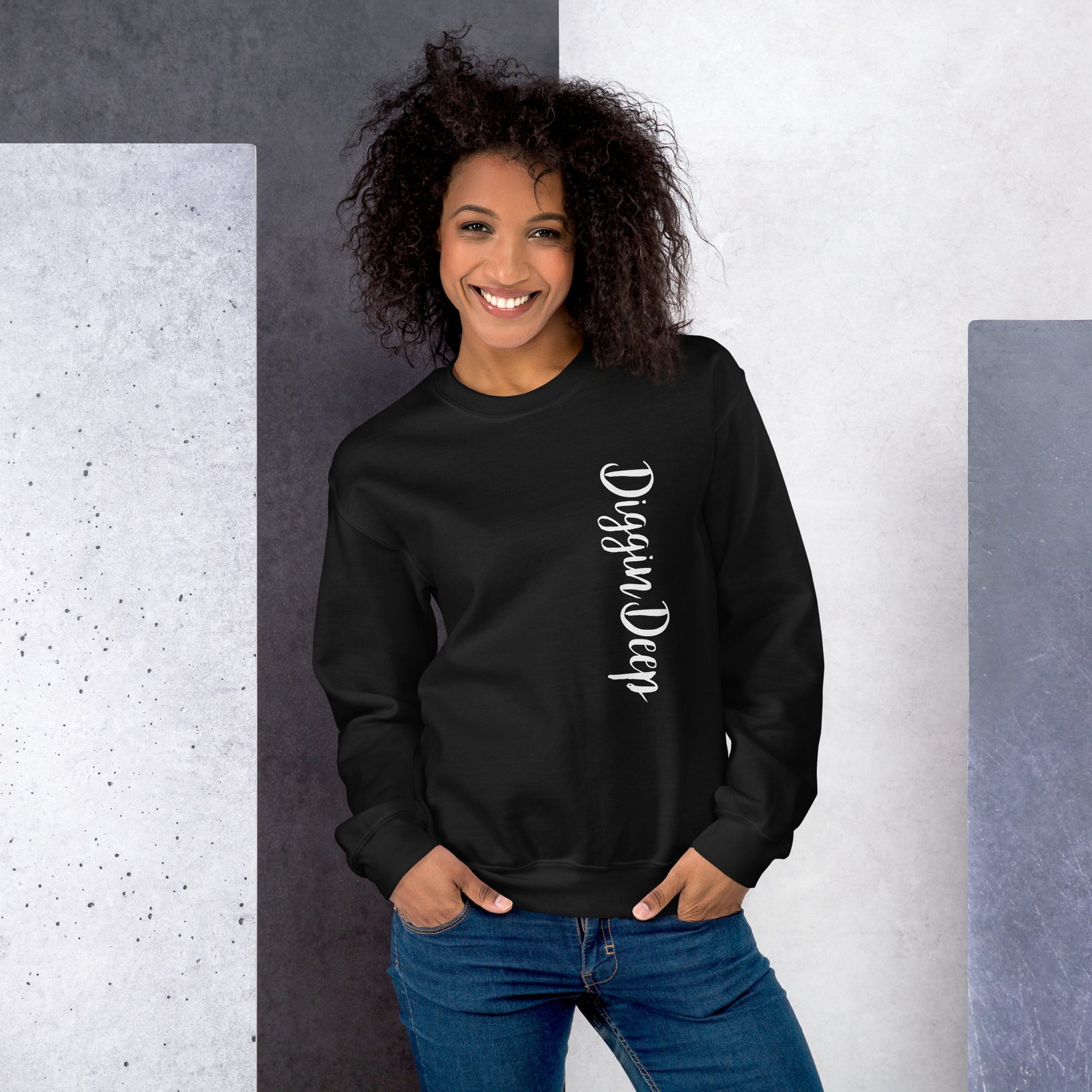 unisex crew neck sweatshirt black front 695c77c341dd5