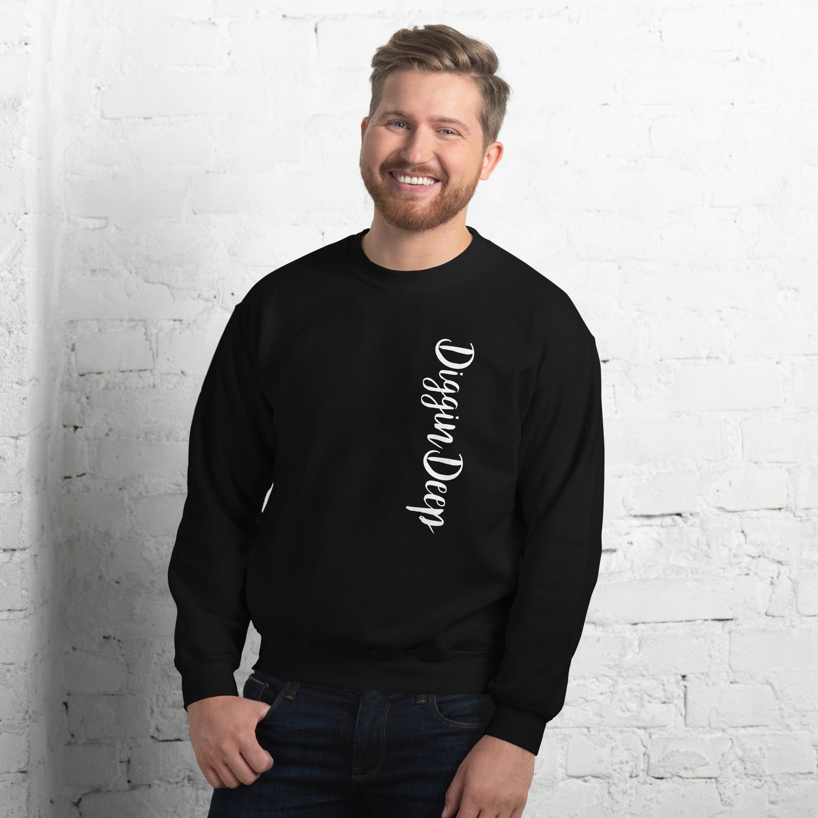 unisex crew neck sweatshirt black front 695c77c342b36