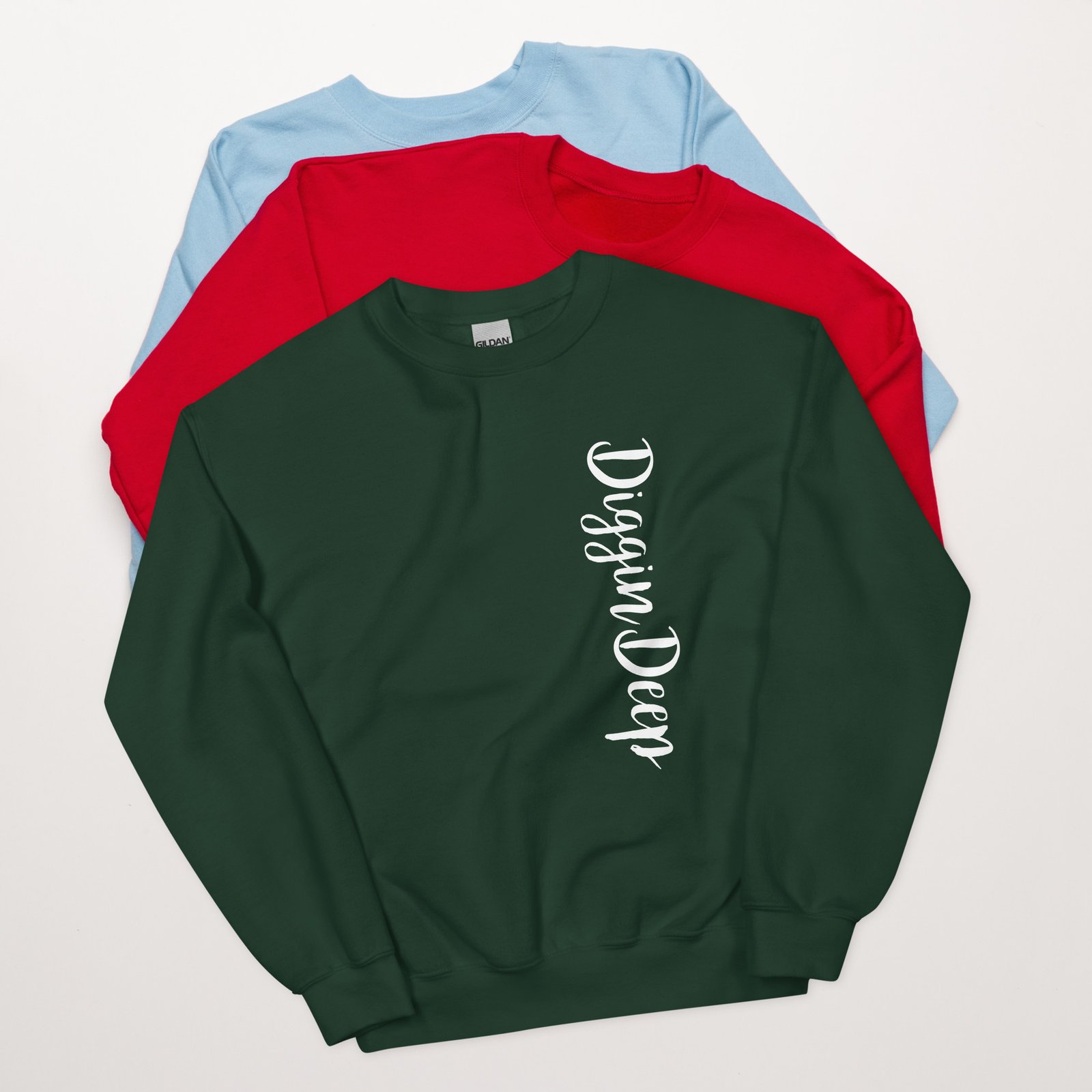 unisex crew neck sweatshirt forest green front 695c77c3634ee