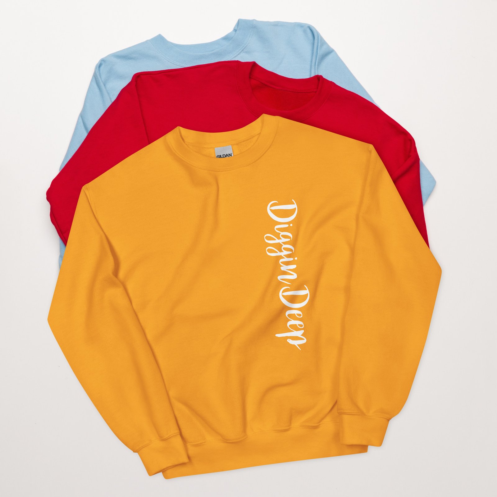 unisex crew neck sweatshirt gold front 695c77c4070b1