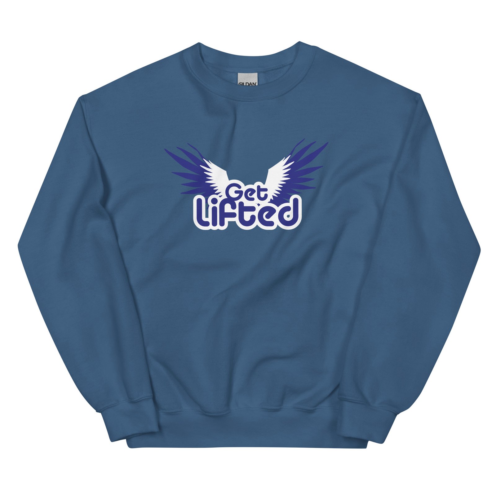 unisex crew neck sweatshirt indigo blue front 695c1eafb7aca