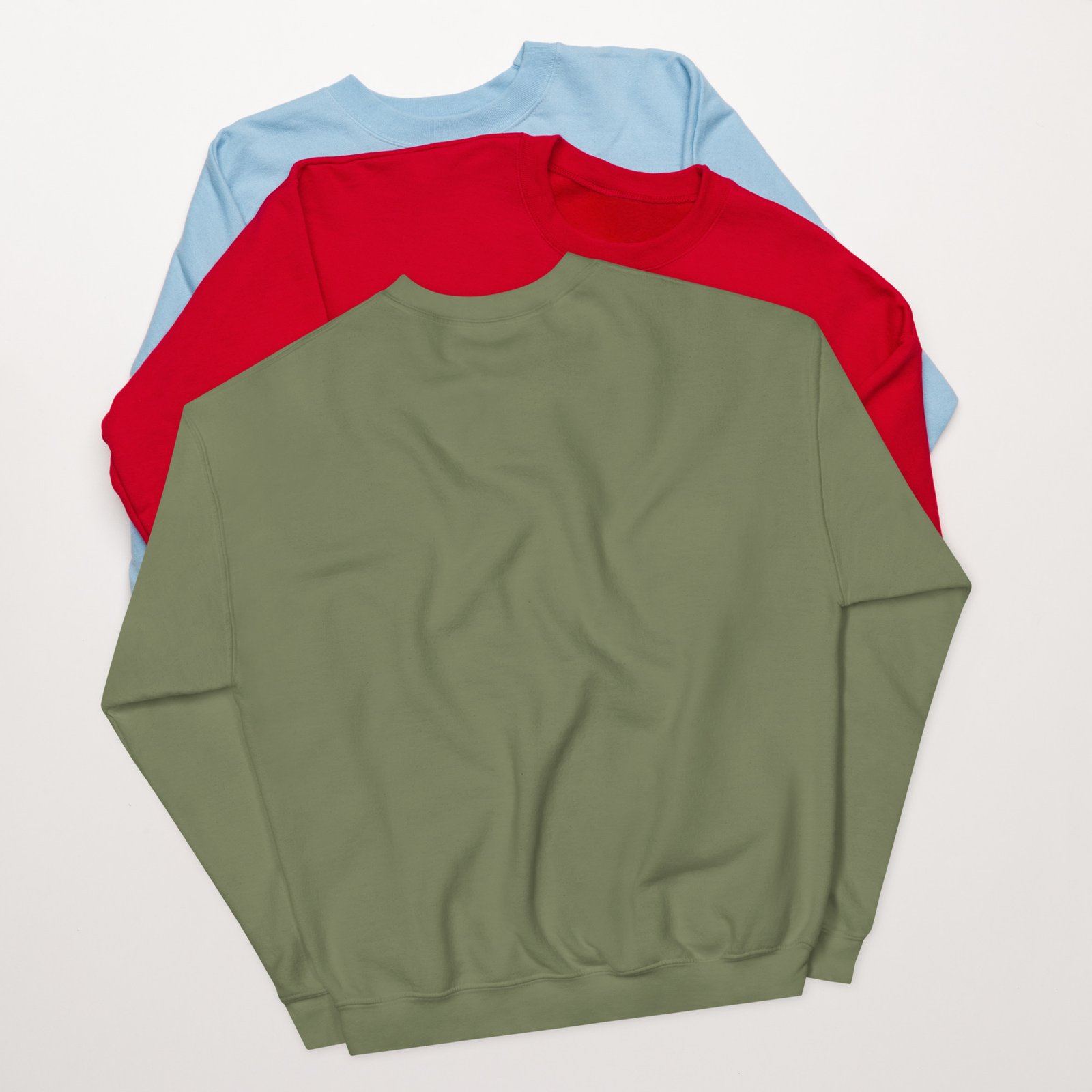 unisex crew neck sweatshirt military green back 695c77c3cbf30