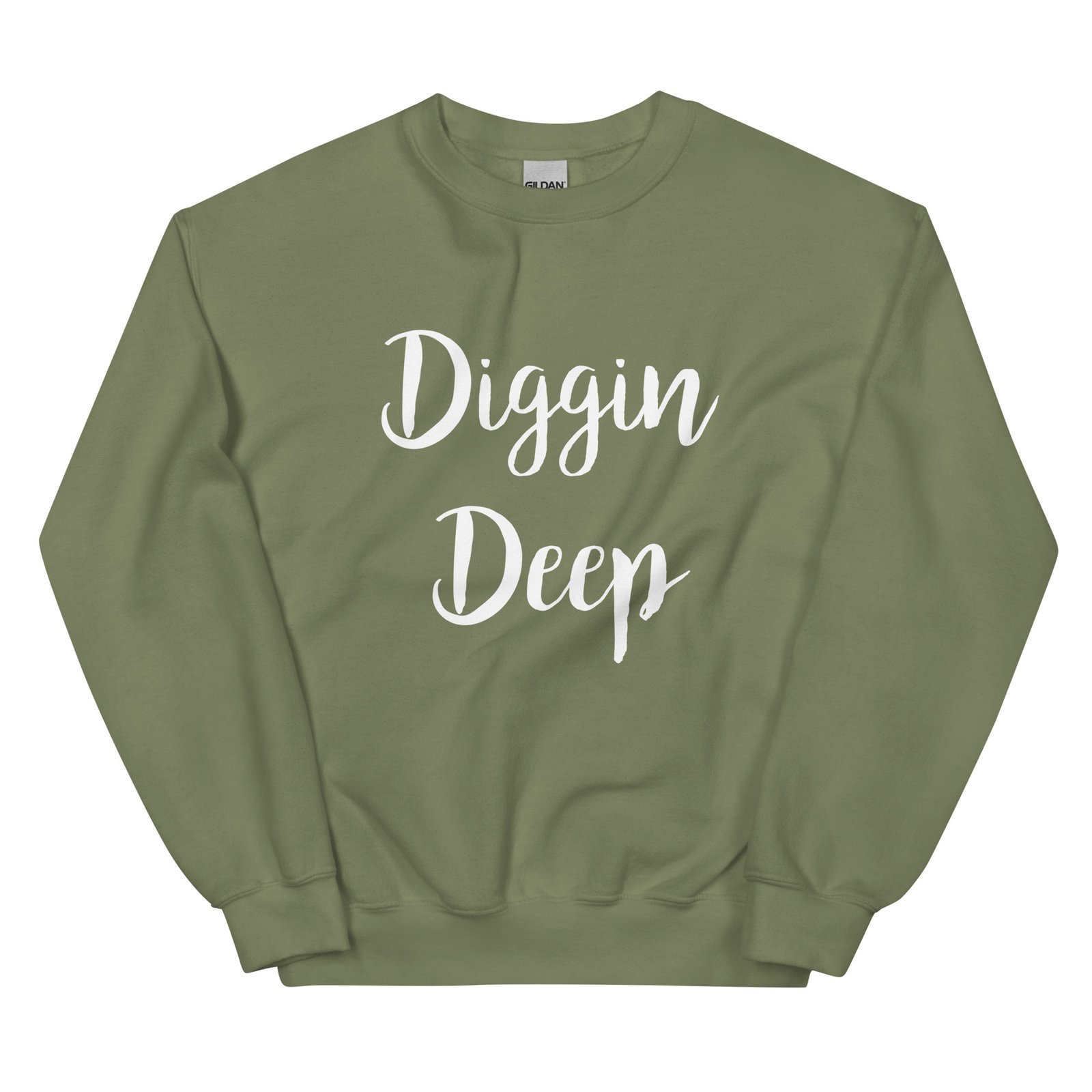 unisex crew neck sweatshirt military green front 695c92c58b2e8