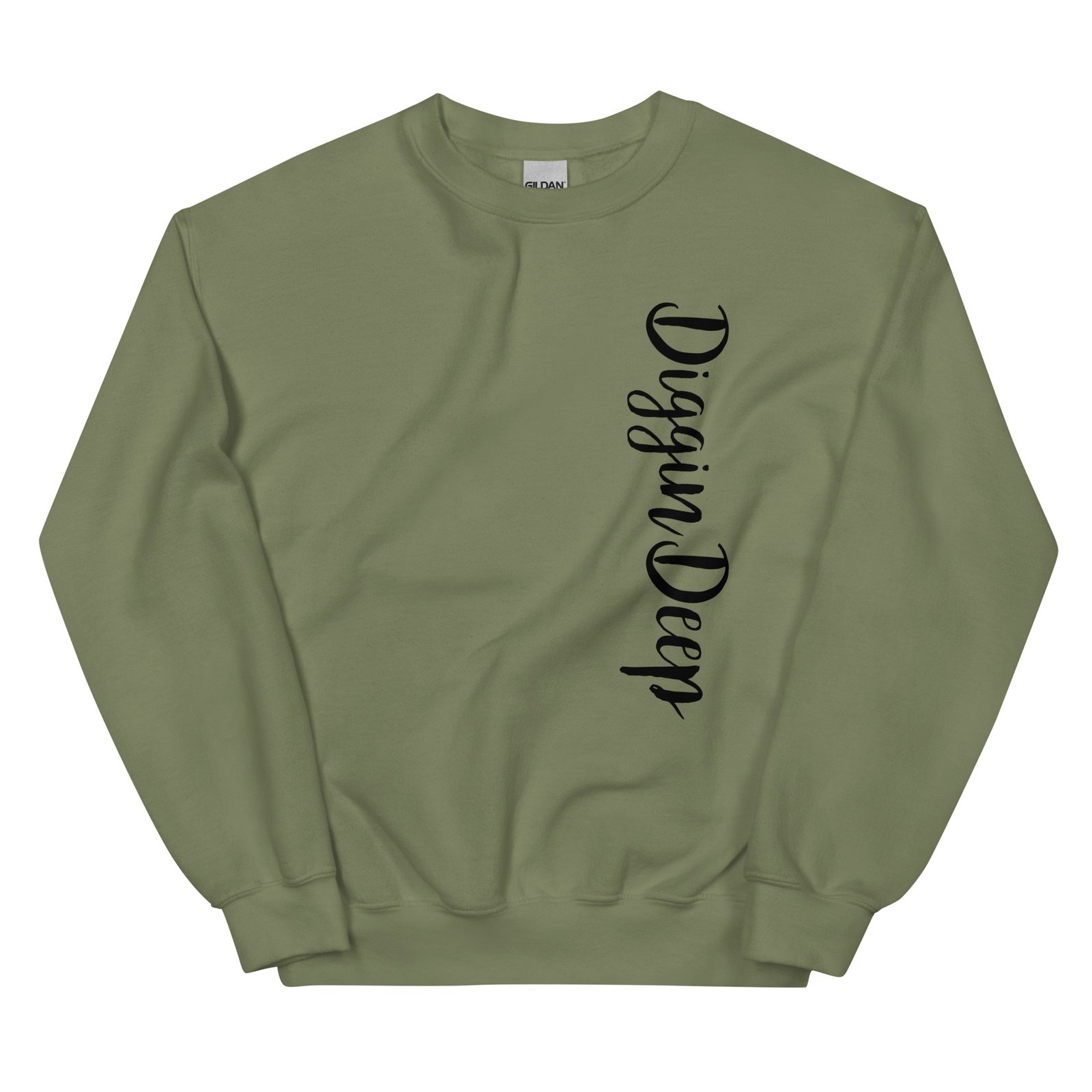 unisex crew neck sweatshirt military green front 695d892562862