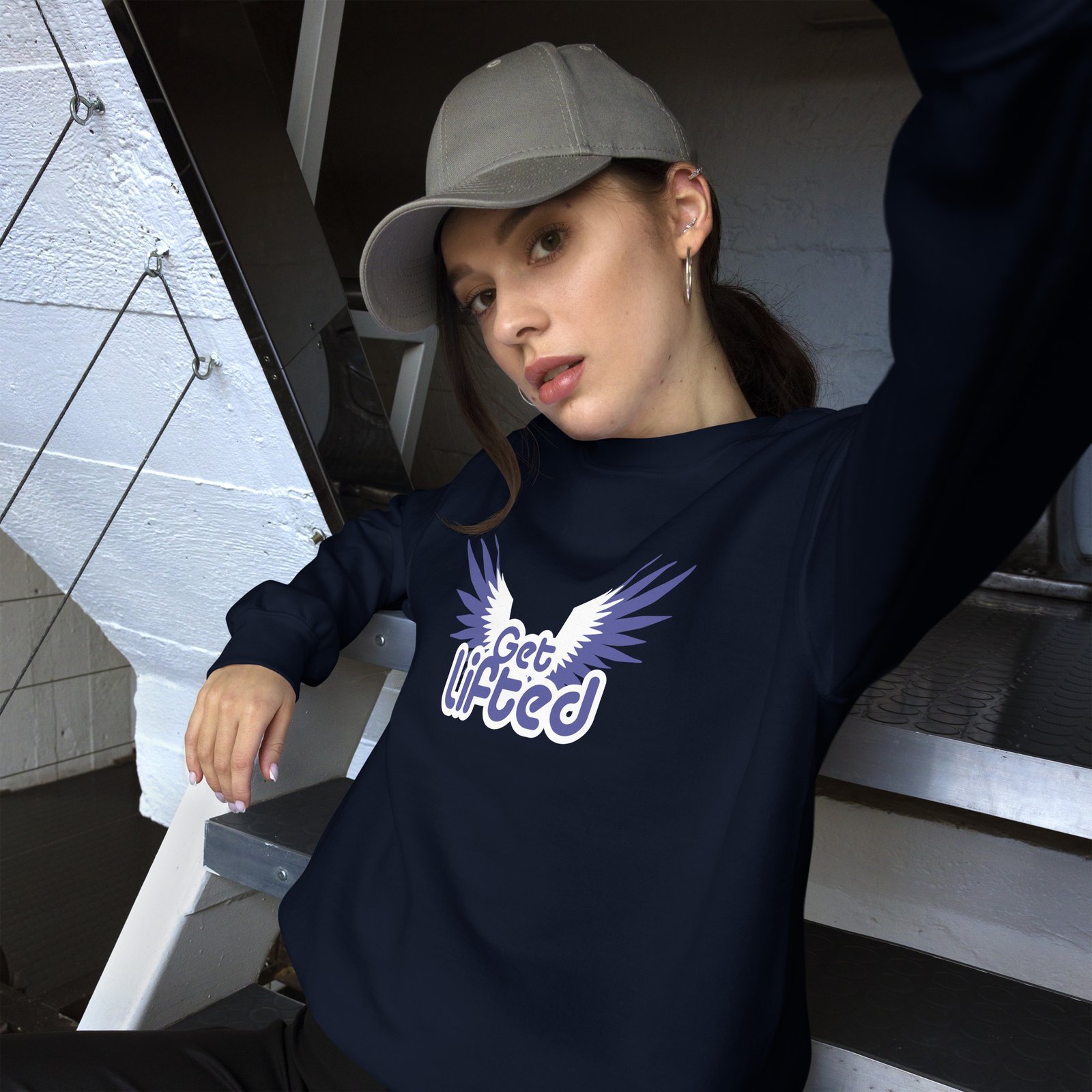 unisex crew neck sweatshirt navy front 695c1eafa8937