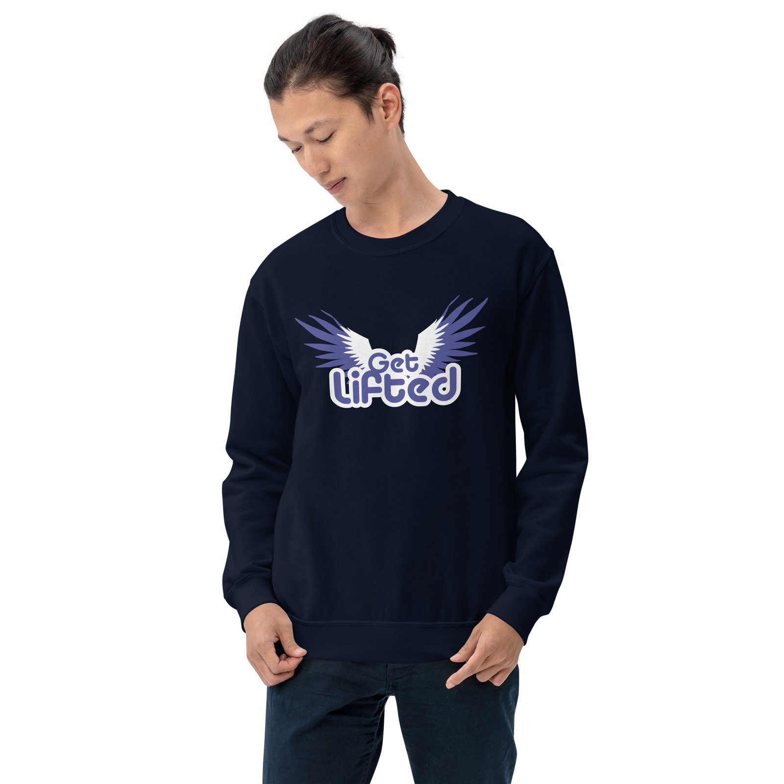 unisex crew neck sweatshirt navy front 695c1eafa9d67