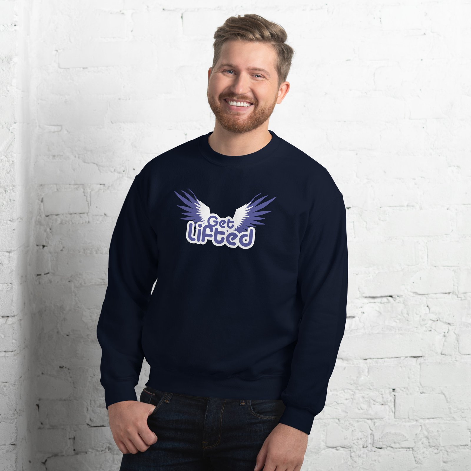 unisex crew neck sweatshirt navy front 695c1eafacc8c