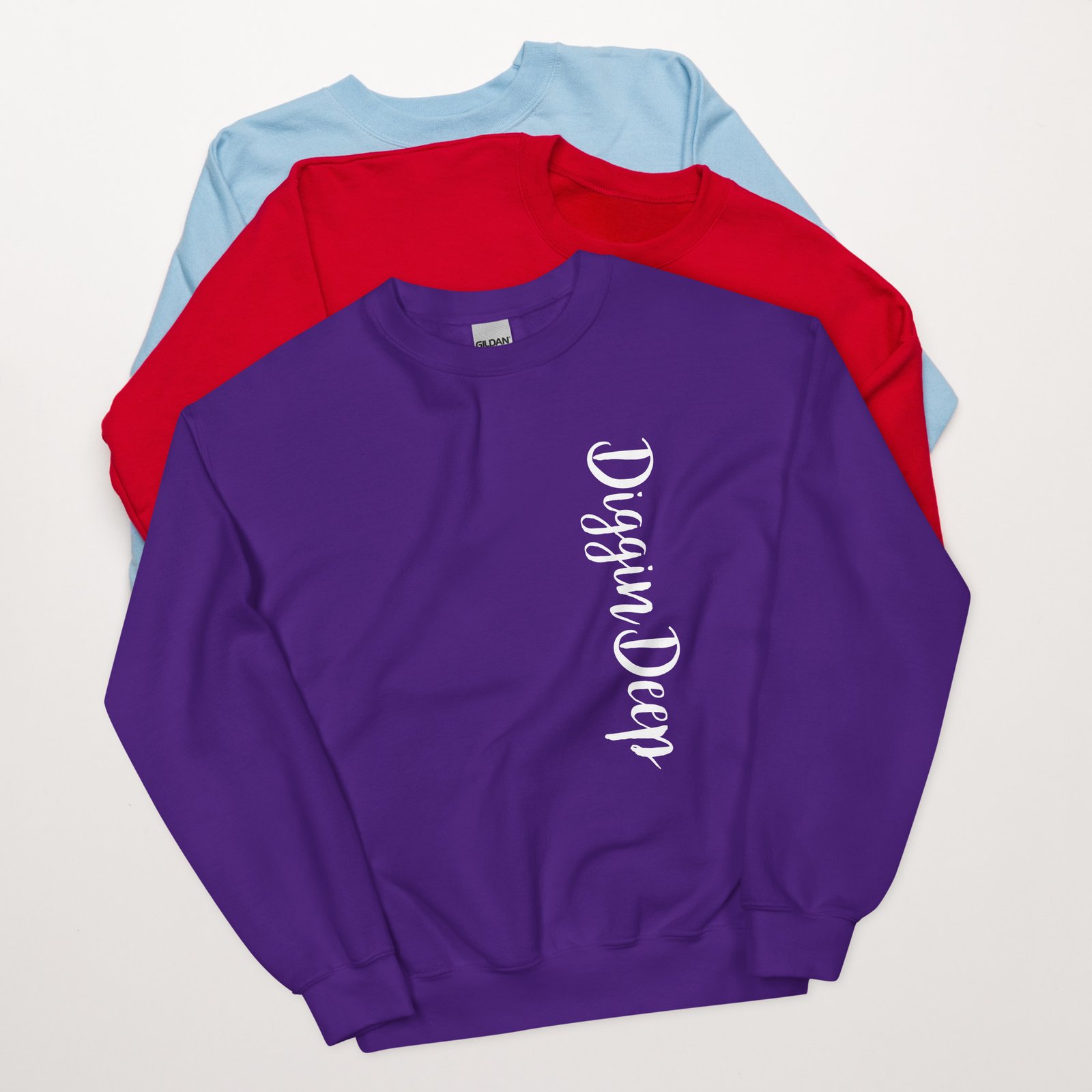 unisex crew neck sweatshirt purple front 695c77c34bdf4