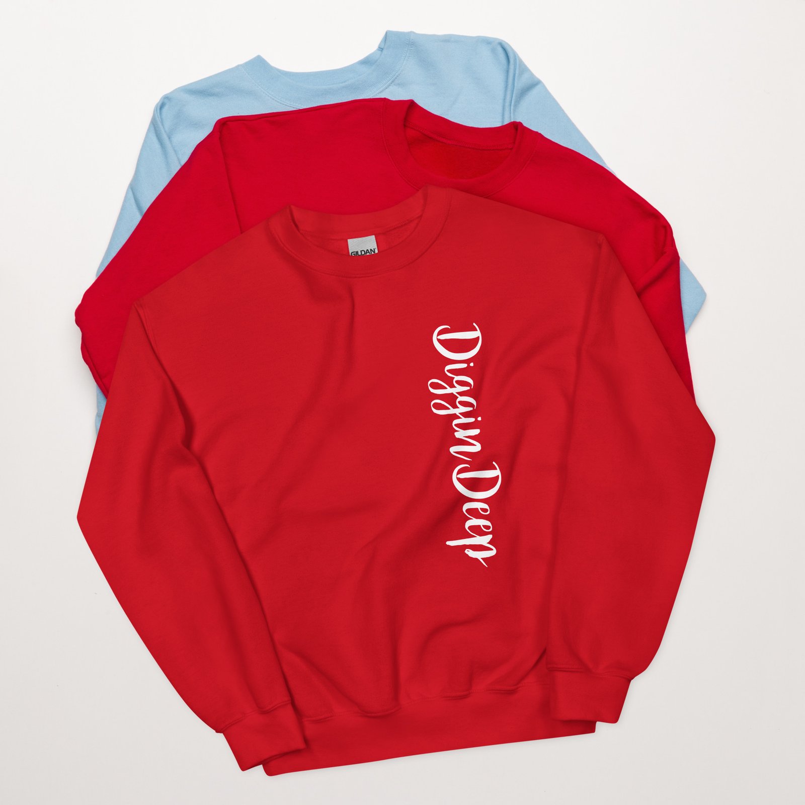 unisex crew neck sweatshirt red front 695c77c370a7b