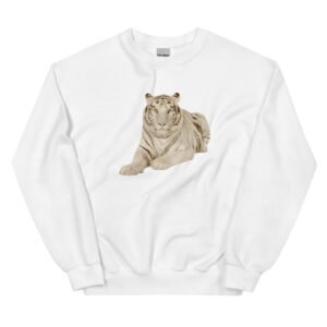 Composed Tiger: White Sweatshirt